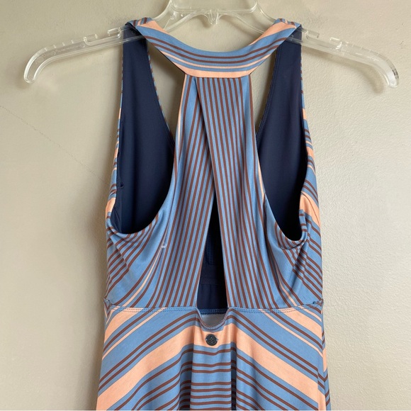 PrAna Saxon Athletic Dress in Red Clay Stripe Crossover - Picture 8 of 16